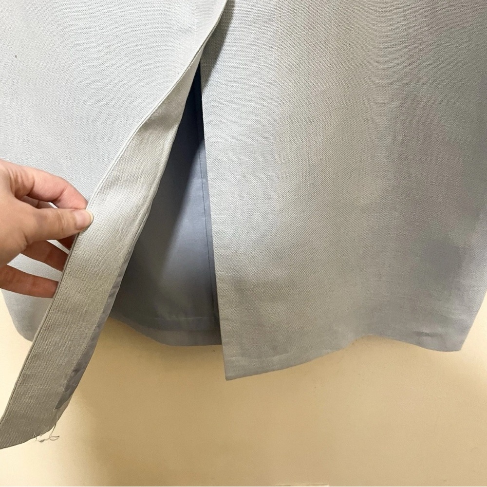 Vintage Talbots Linen Skirt 16 Midi Light Blue Button Front Slit Coastal Cottage - Picture 4 of 9